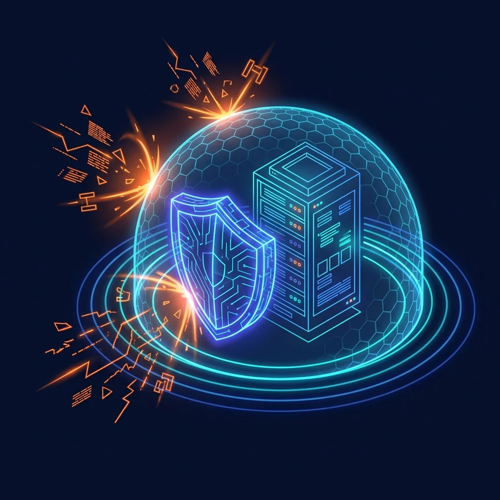 Escudo de seguridad protegiendo servidor
